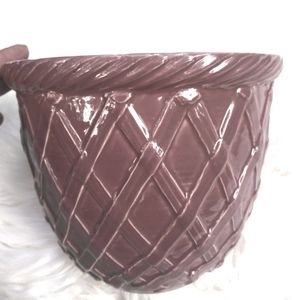 Royal Haeger Ceramic Planter Pot 7" Vintage Mauve Basket Weave Braid New